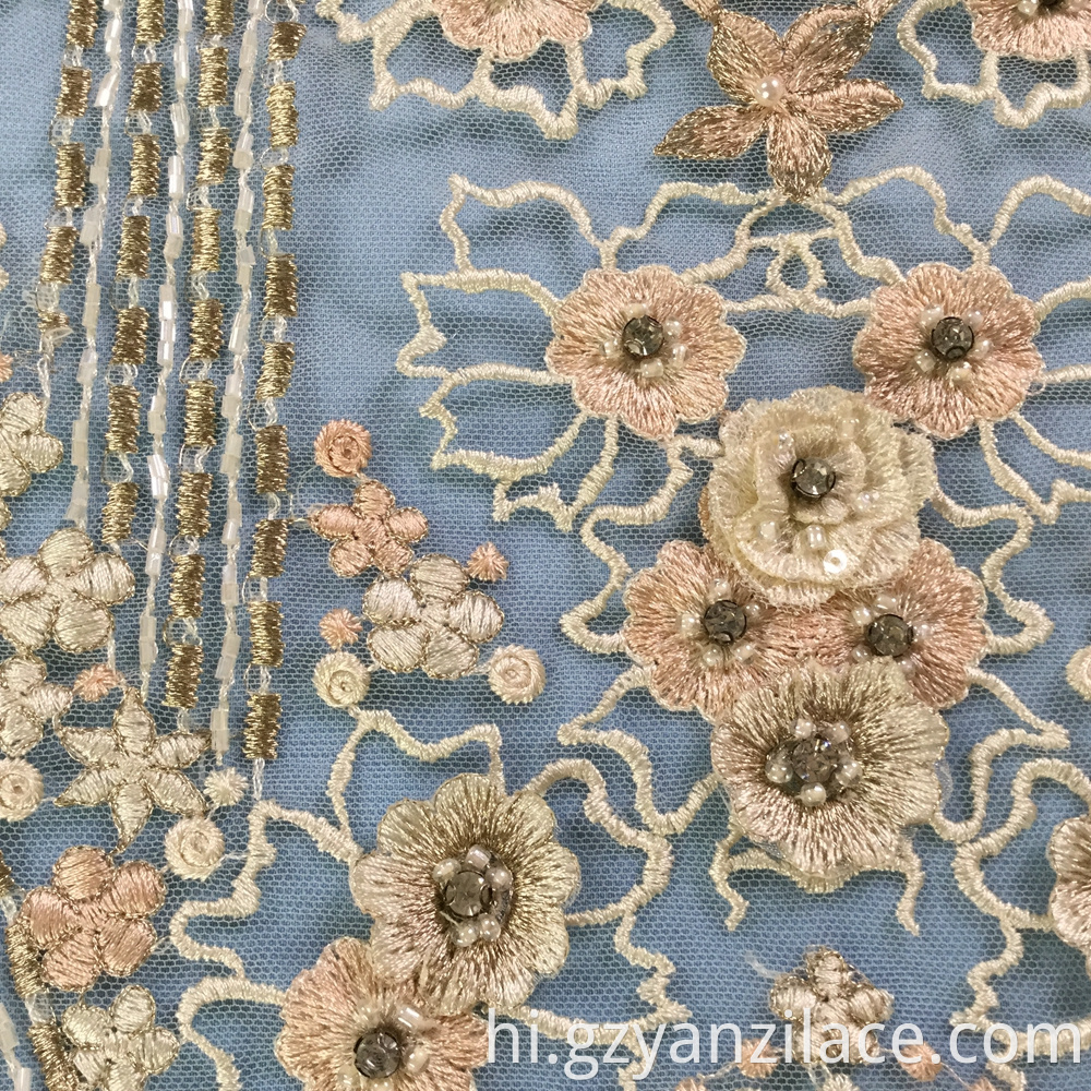 3D Net Embroidery Handwork Beaded Fabric